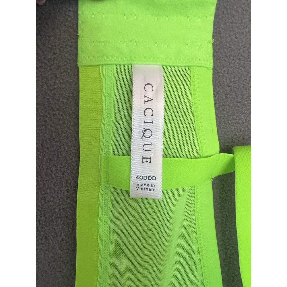 Cacique Unlined Demi Bra 40DDD Lime Green Floral Lace Underwire Sexy Feminine - Picture 8 of 10